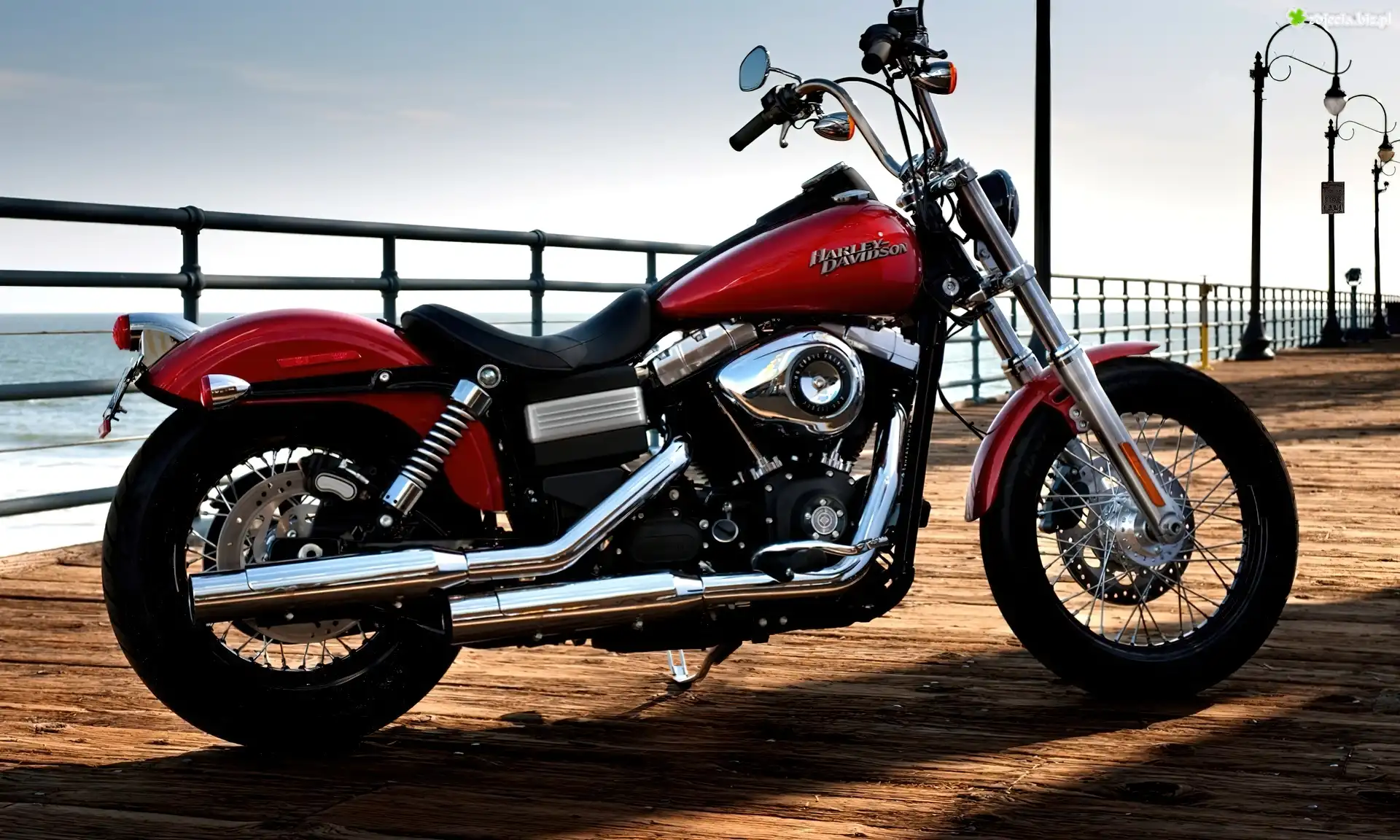 Motocykl, Harley, Davidson, Most, Barierka, Latarnie