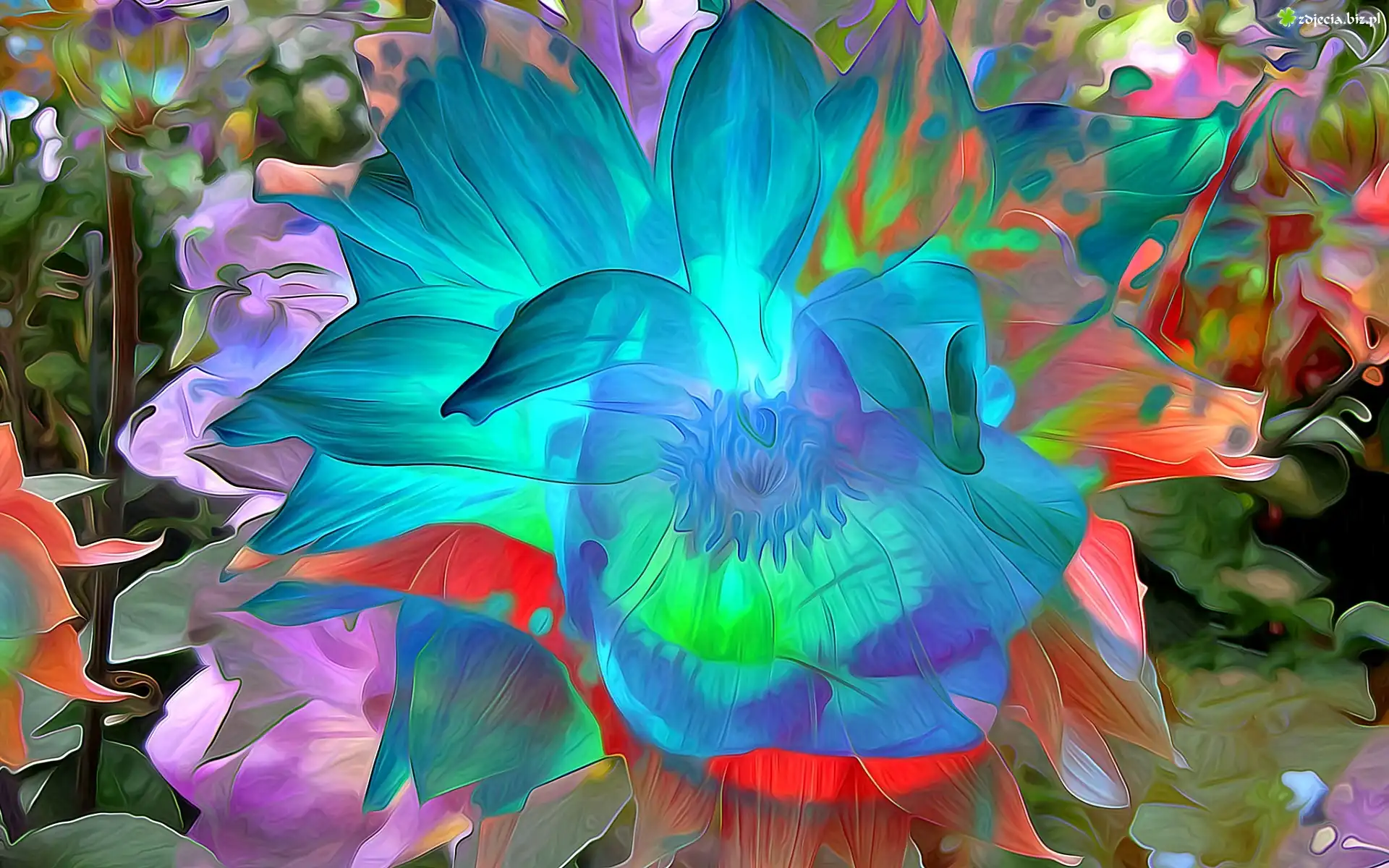 Niebieski, Kwiat, Abstrakcja, Art