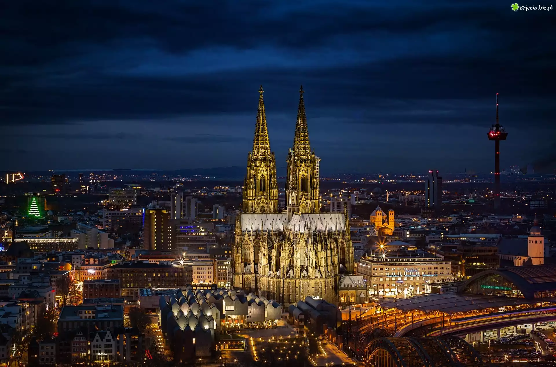Niemcy, Kolonia, Katedra, Miasto nocą