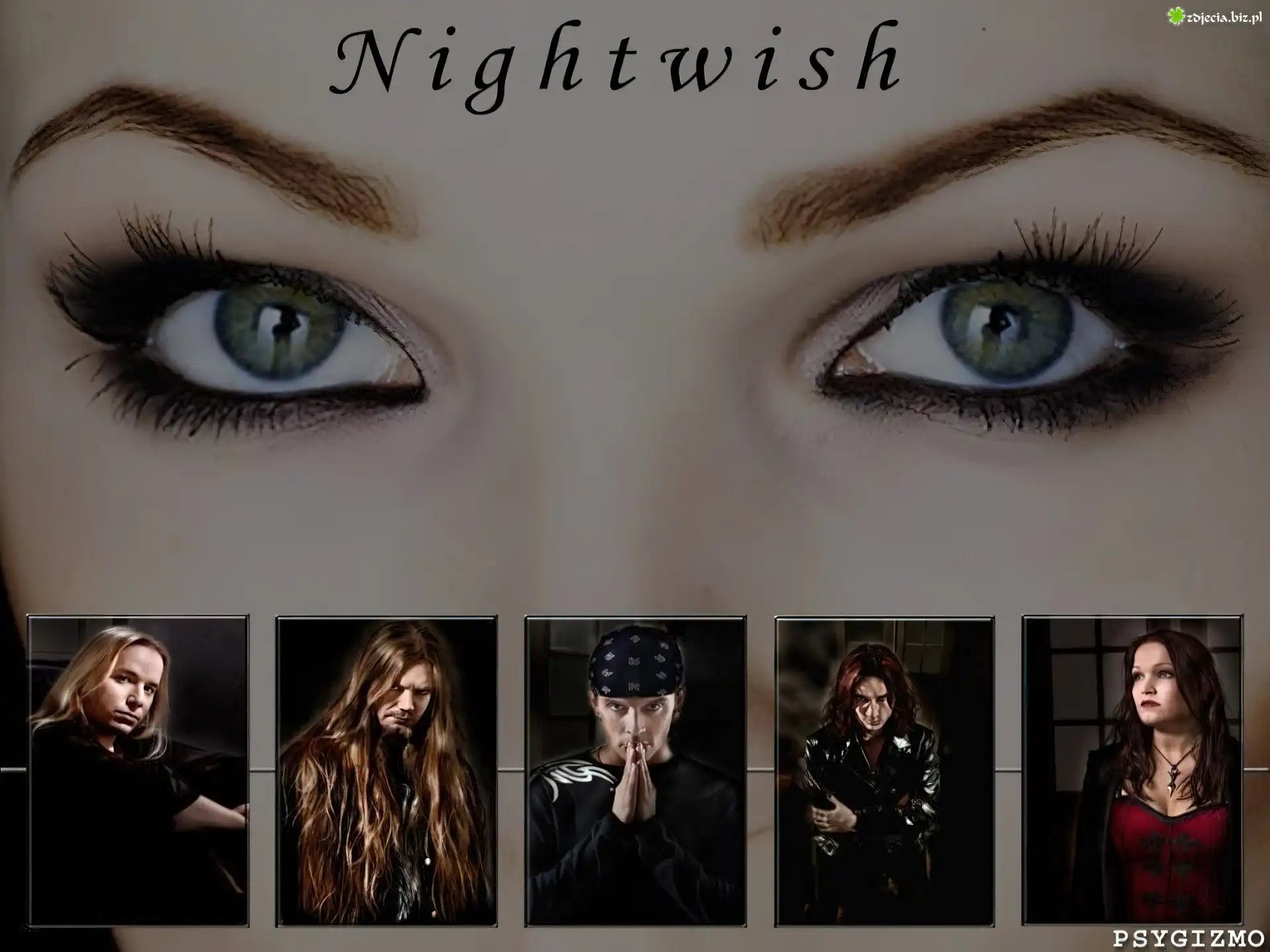 Nightwish,oczy, spojrzenie, zespół , twarze