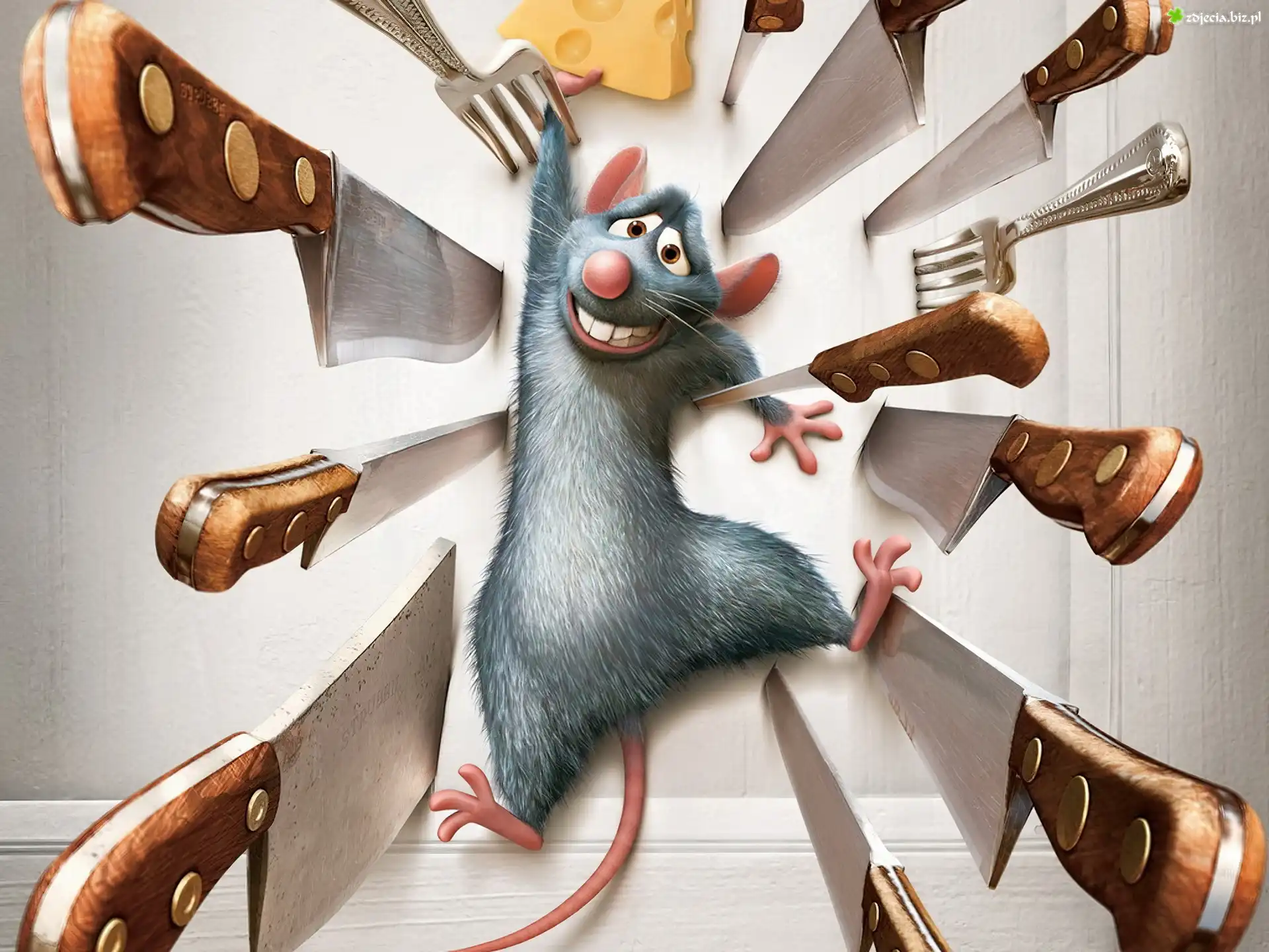 Ratatuj, Ratatouille, Szczurek, Noże, Widelce