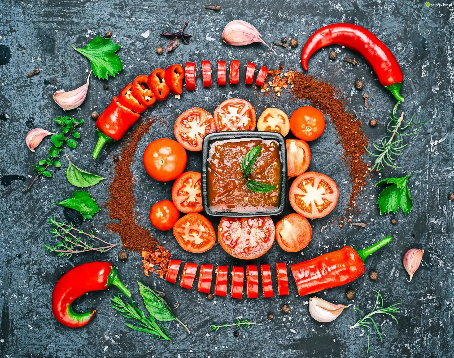 Kompozycja, Papryka, Pomidory