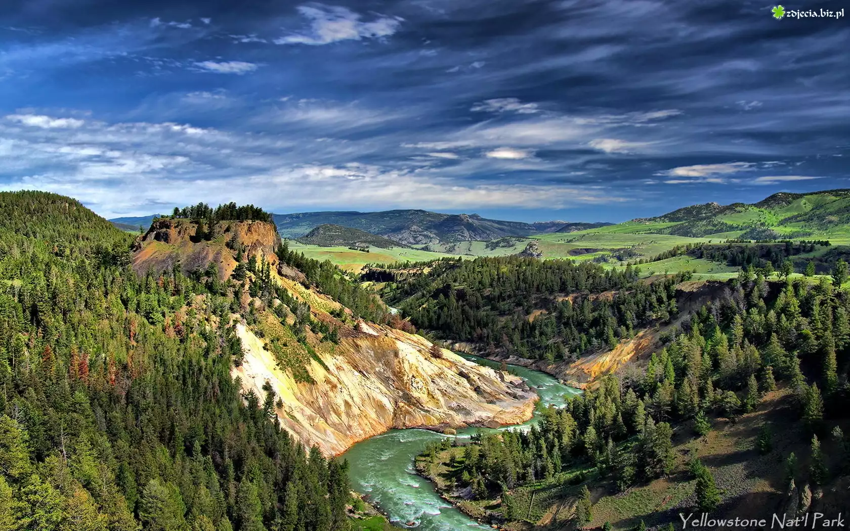 Park, Narodowy, Yellowstone, Rzeka, Góry