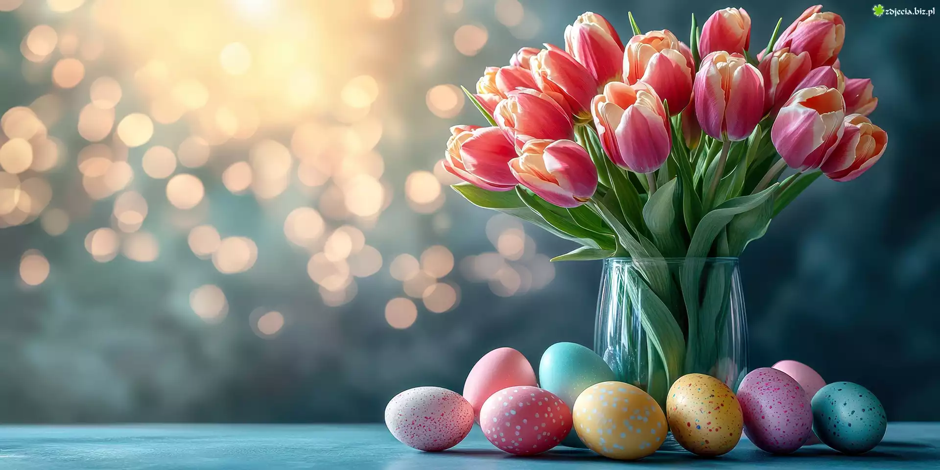 Tulipany, Bukiet, Kolorowe, Pisanki, Wielkanoc, Grafika