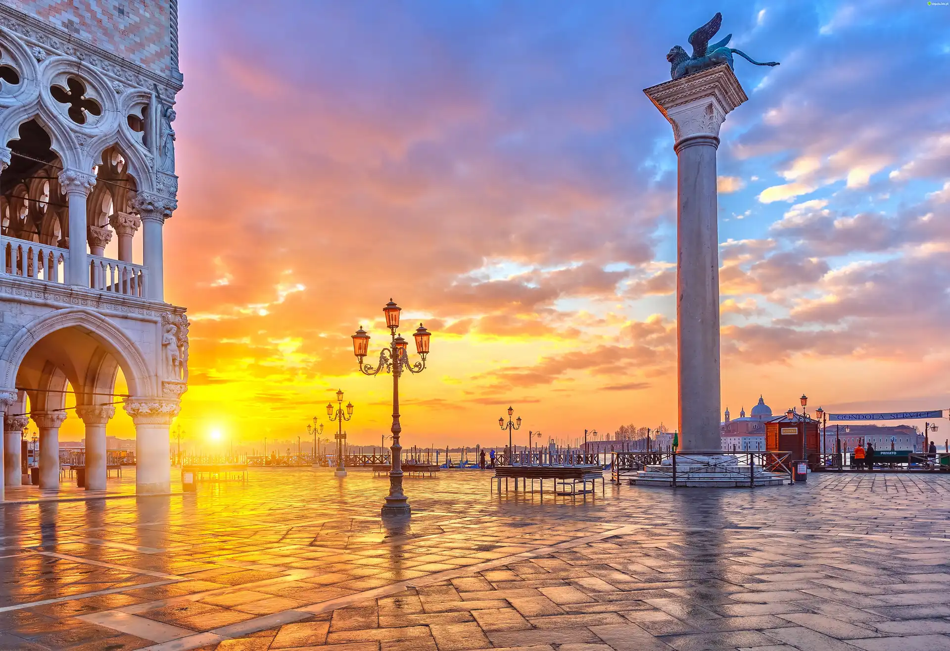 Plac Św. Marka, Wenecja, Zachód słońca