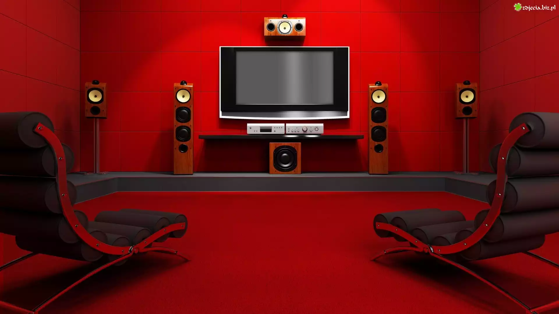 Pokój, Czerwony, Kino, Domowe, Audio-Video