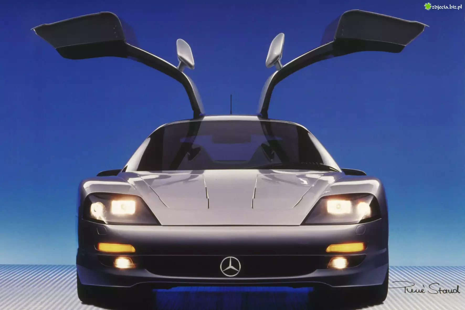 Przód, Mercedes C112, Reflektory, Emblemat