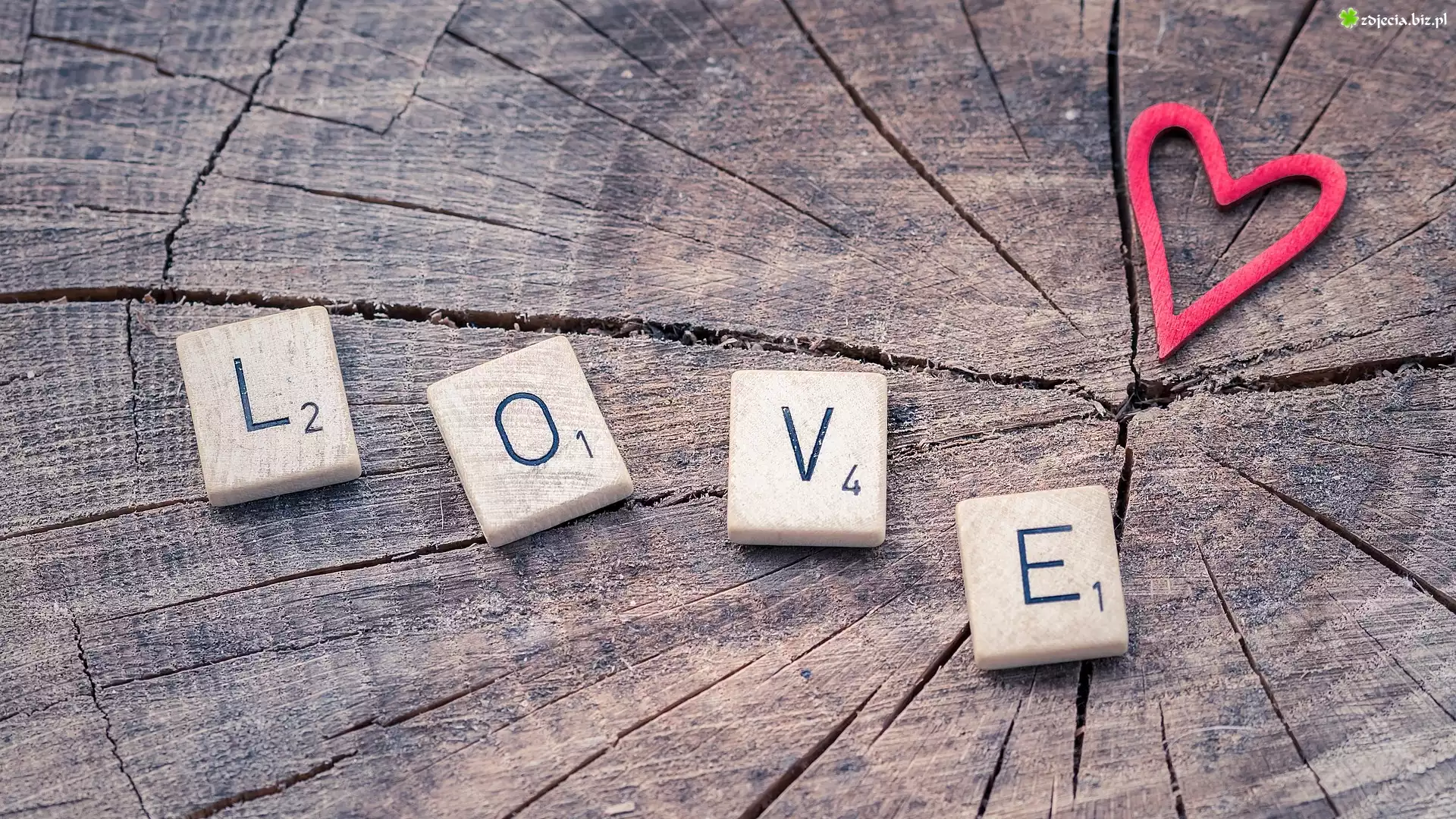 Scrabble, Napis, Love, Serce, Drewno