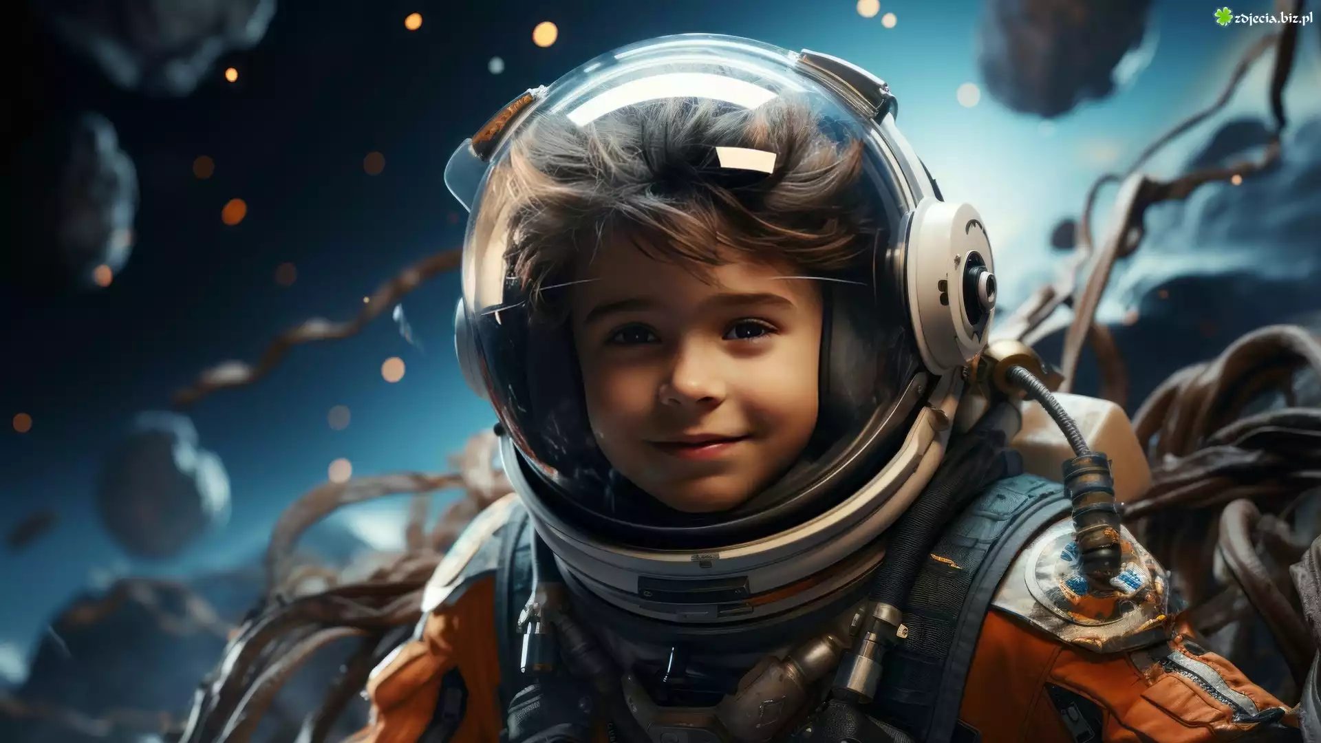 Chłopiec, Mały, Astronauta, Skafander, Kosmiczny, Kosmos