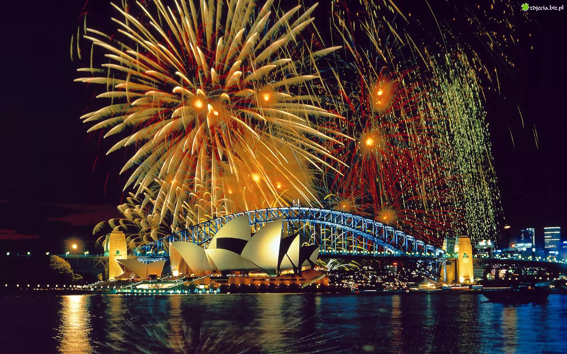 Australia, Sydney, Fajerwerki, Most Sydney Harbour Bridge, Sydney Opera House