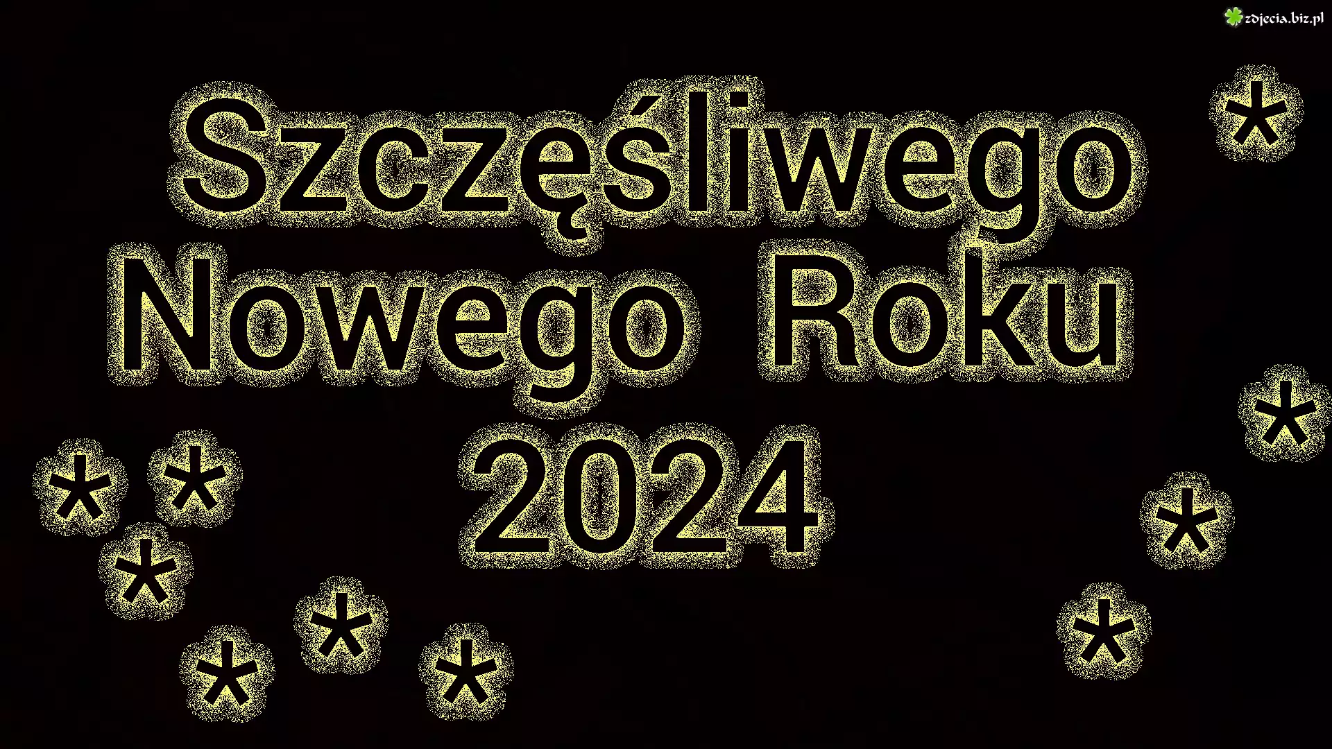 Sylwester, Napis, Szczęśliwego Nowego Roku, 2024, Gwiazdki, Czarne, Tło