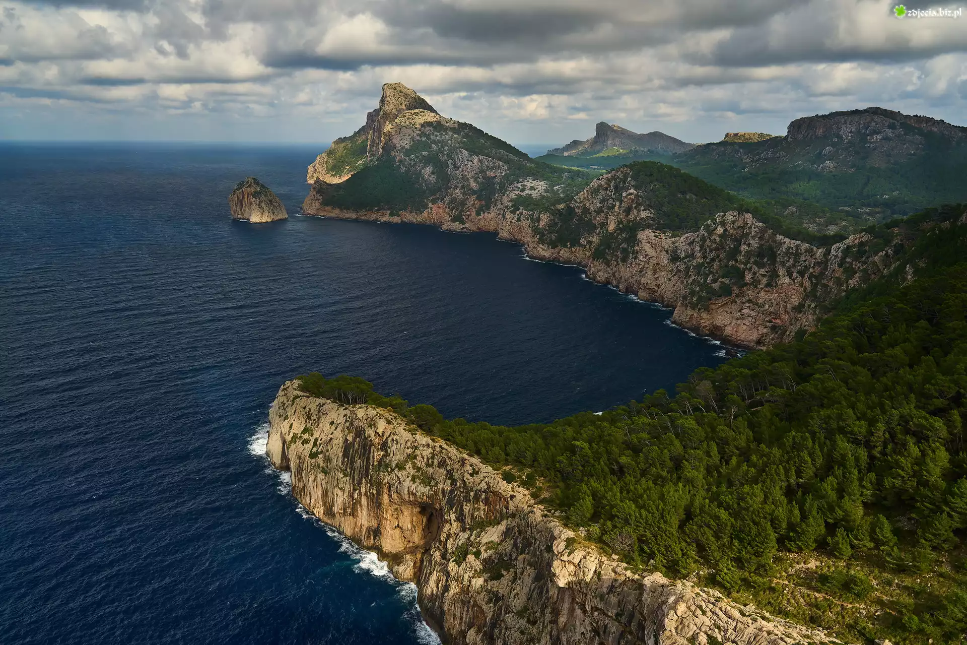 Półwysep Formentor, Wybrzeże, Klif, Góry Serra de Tramuntana, Skała, Morze, Zachód słońca, Wyspa Majorka, Hiszpania