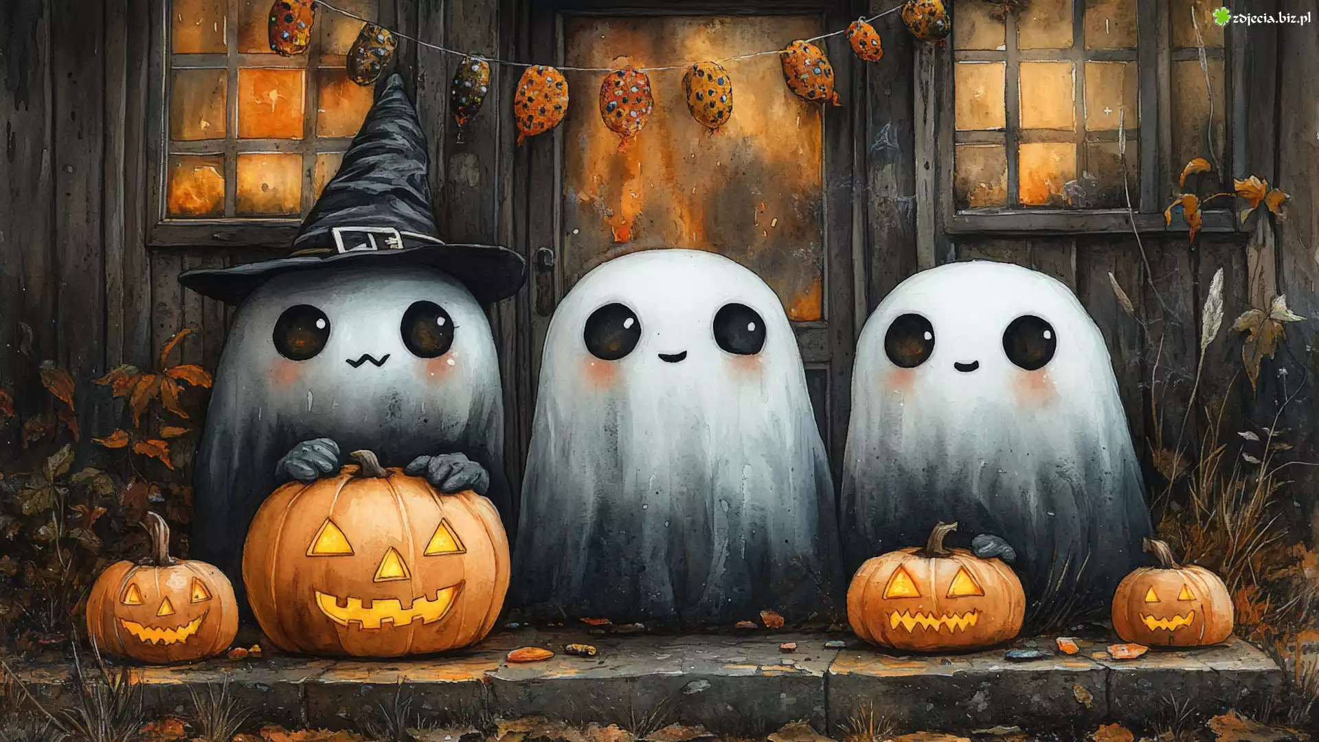 Halloween, Trzy, Duchy, Dynie, Dom