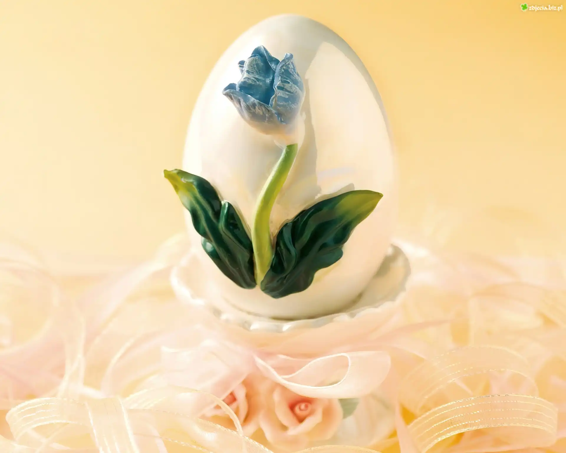 Wielkanocne, Jajo, Niebieski, Kwiatek