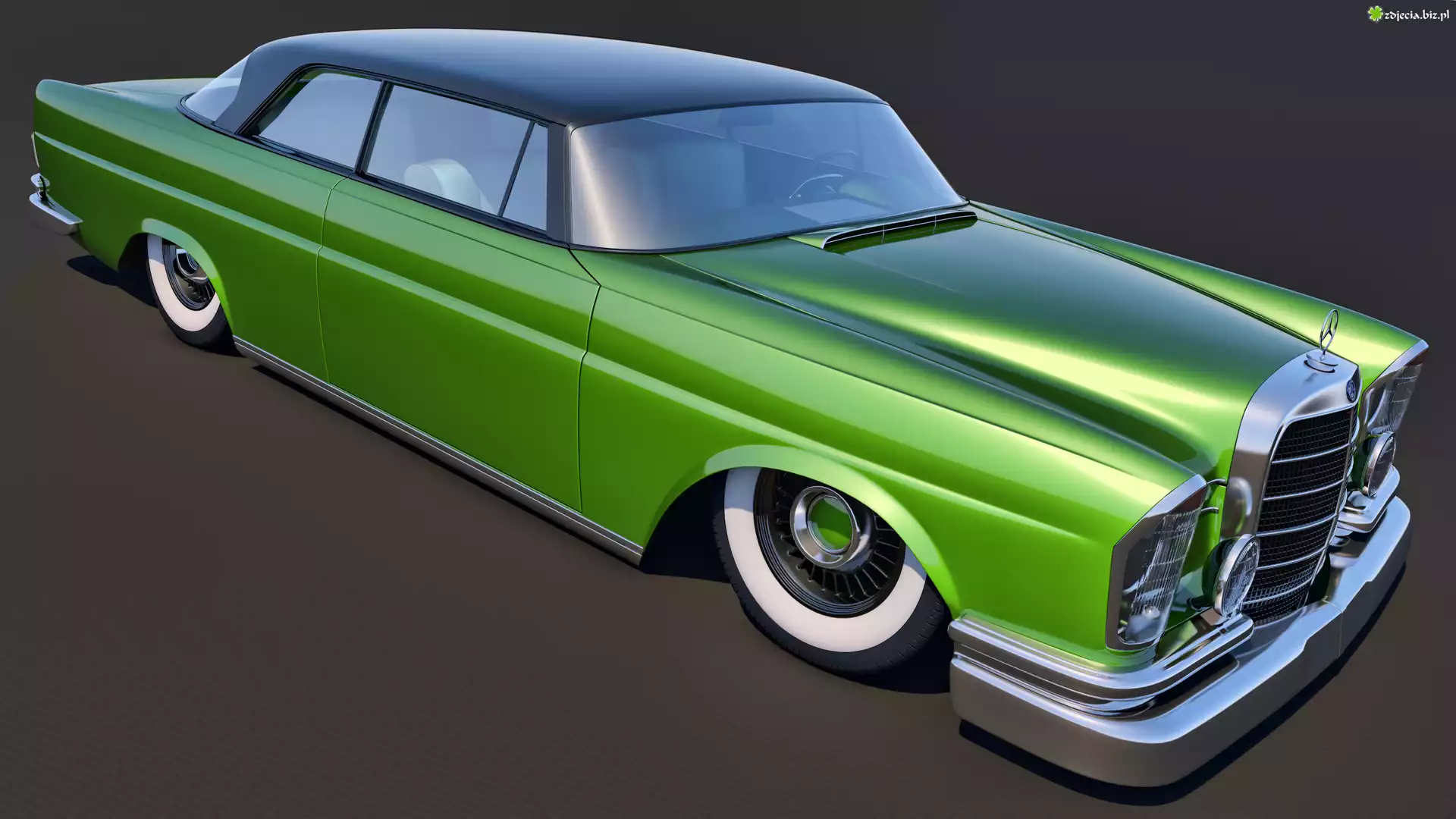 Zabytkowy, Zielony, Mercedes Benz 300SE Coupe, 1961