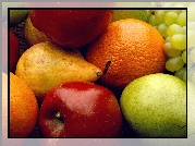 Kolorowe, Owoce, Jabłka, Gruszki, Pomarańcza