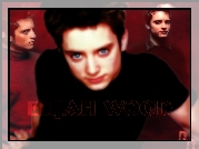 Elijah Wood,czarna koszulka, niebieskie oczy