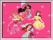 Księżniczki, Aurora, Dżasmina, Arielka, Bella