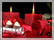 Walentynki, Świeczki, Róża, Kompozycja