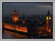 Big Ben, Nocą, Pałac, Westminsterski, Londyn