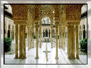 Pałac Alhambra, Kolumny, Dziedziniec, Grenada, Hiszpania