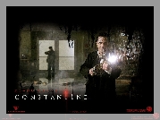 Constantine, Keanu Reeves, pistolet, okno