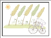 Dzieci, Rower, Podróż, Grafika