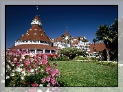 Hotel, Coronado,  Kwiaty, Trawnik