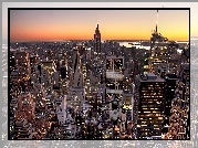 Manhattan, Wieczór, Nowy Jork, USA