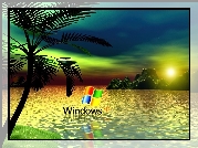 Logo, Windows, XP, Morze, Skały, Palma