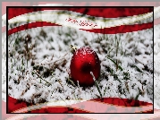 Czerwona, Bombka, Śnieg, Boże, Narodzenie