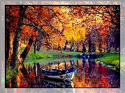 Jesień, Rzeka, Łódka