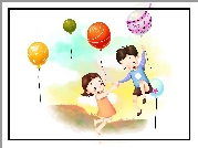 Dzieci, Balony, Zabawa
