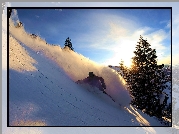 Snowbording, deska, snowboardzista, śnieg