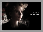 The Prestige, Scarlett Johansson, twarz, loki, napis
