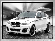 BMW X6, Czerwone, Zaciski, Chmury