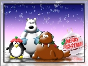 Boże Narodzenie,misio , mors, pingwinek
