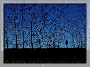 Noc, Drzewa, Człowiek, Grafika
