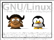 Linux, pingwin, grafika, bawół