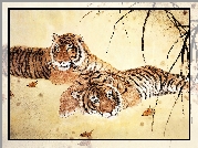 Dwa, Odpoczywające, Tygrysy
