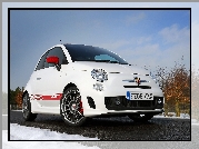 Biały, Abarth 500, Śnieg, Zima