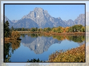 Stany Zjednoczone, Stan Wyoming, Park Narodowy Grand Teton, Rzeka Snake River,  Góry Mount Moran