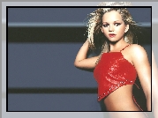 Jennifer Ellison, czerwony, skórzany, top