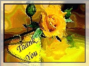 Żółta, Róża, Serce, Napis, Podziękowanie