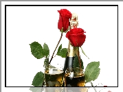 Róże, Szmpan, Pierścionek, Walentynki