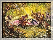 Królewna, Śnieżka, Krasnoludki, Książe, Zwierzęta, Las