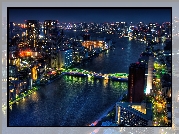 Tokio, Miasto, Noc, Most, Rzeka