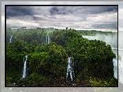 Wodospady, Iguazu, Lasy, Niebo, Brazylia