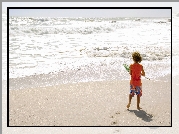 Chłopak, Siatka, Morze, Plaża