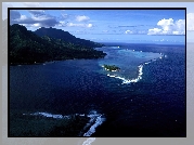 Ocean, Góry, Wysepka, Tahiti